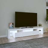 NNEVL TV Cabinet with LED Lights White 200x36.5x40 cm