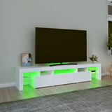 NNEVL TV Cabinet with LED Lights White 200x36.5x40 cm