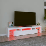 NNEVL TV Cabinet with LED Lights White 200x36.5x40 cm