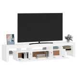 NNEVL TV Cabinet with LED Lights White 200x36.5x40 cm