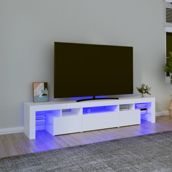 NNEVL TV Cabinet with LED Lights White 200x36.5x40 cm
