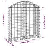 NNEVL Arched Gabion Basket 100x30x100/120 cm Galvanised Iron