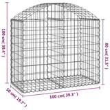 NNEVL Arched Gabion Basket 100x50x80/100 cm Galvanised Iron