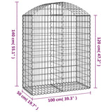 NNEVL Arched Gabion Basket 100x50x120/140 cm Galvanised Iron