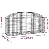 NNEVL Arched Gabion Basket 150x50x60/80 cm Galvanised Iron