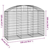 NNEVL Arched Gabion Basket 150x50x100/120 cm Galvanised Iron