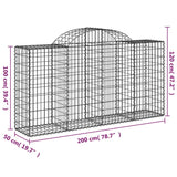NNEVL Arched Gabion Basket 200x50x100/120 cm Galvanised Iron