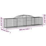 NNEVL Arched Gabion Basket 300x50x60/80 cm Galvanised Iron