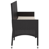 NNEVL 3-Seater Garden Bench with Cushions Black Poly Rattan