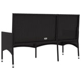 NNEVL 3-Seater Garden Bench with Cushions Black Poly Rattan
