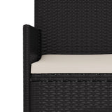 NNEVL 3-Seater Garden Bench with Cushions Black Poly Rattan