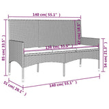 NNEVL 3-Seater Garden Bench with Cushions Black Poly Rattan