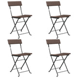 NNEVL Folding Bistro Chairs 4 pcs Brown Poly Rattan and Steel