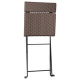 NNEVL Folding Bistro Chairs 4 pcs Brown Poly Rattan and Steel