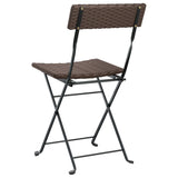 NNEVL Folding Bistro Chairs 4 pcs Brown Poly Rattan and Steel