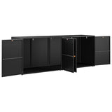 NNEVL Garden Storage Cabinet Black 198x55.5x80 cm Poly Rattan