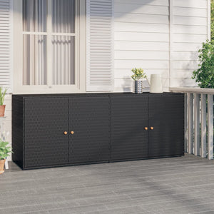 NNEVL Garden Storage Cabinet Black 198x55.5x80 cm Poly Rattan