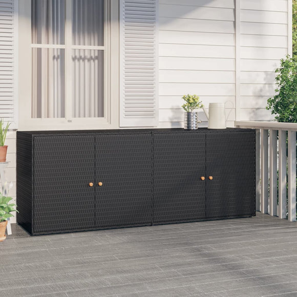 NNEVL Garden Storage Cabinet Black 198x55.5x80 cm Poly Rattan
