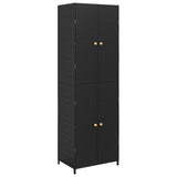 NNEVL Garden Storage Cabinet Black 59x40x180 cm Poly Rattan