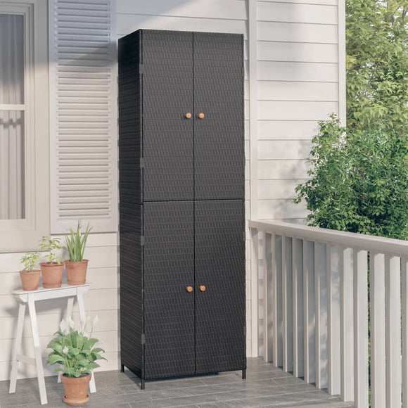 NNEVL Garden Storage Cabinet Black 59x40x180 cm Poly Rattan