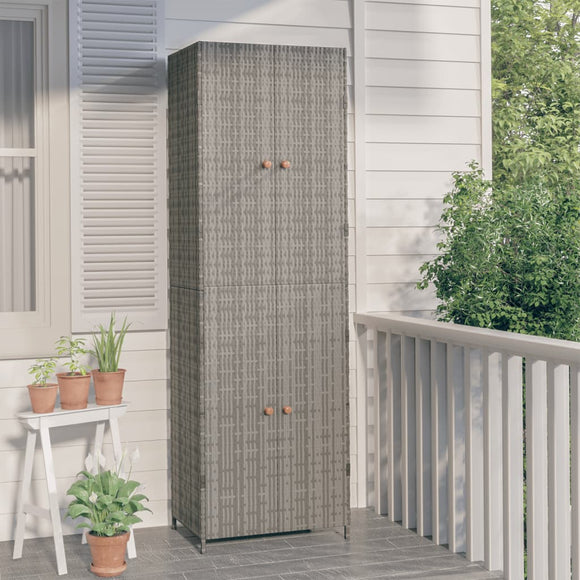 NNEVL Garden Storage Cabinet Grey 59x40x180 cm Poly Rattan