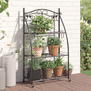 NNEVL Flower Rack Black 56x30x96 cm Steel
