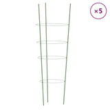NNEVL Garden Plant Supports with 4 Rings 5 pcs Green 90 cm Steel