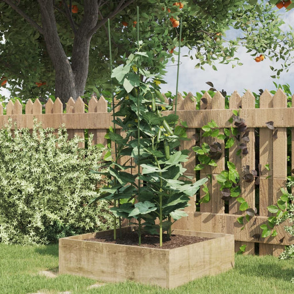 NNEVL Garden Plant Supports with 4 Rings 5 pcs Green 90 cm Steel