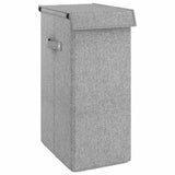 NNEVL Foldable Laundry Hamper Grey 26x34.5x59.5 cm Faux Linen Fabric