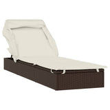 NNEVL Sunbed with Foldable Roof Brown 213x63x97 cm Poly Rattan