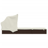 NNEVL Sunbed with Foldable Roof Brown 213x63x97 cm Poly Rattan