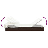 NNEVL Sunbed with Foldable Roof Brown 213x63x97 cm Poly Rattan