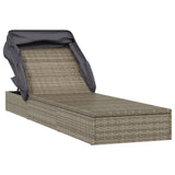NNEVL Sunbed with Foldable Roof Grey 213x63x97 cm Poly Rattan