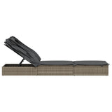 NNEVL Sunbed with Foldable Roof Grey 213x63x97 cm Poly Rattan