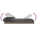NNEVL Sunbed with Foldable Roof Grey 213x63x97 cm Poly Rattan