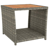 NNEVL Tea Table with Wooden Top Grey Poly Rattan&Solid Wood Acacia