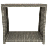 NNEVL Tea Table with Wooden Top Grey Poly Rattan&Solid Wood Acacia