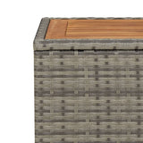 NNEVL Tea Table with Wooden Top Grey Poly Rattan&Solid Wood Acacia