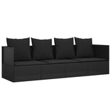 NNEVL Outdoor Lounge Bed with Cushions Black Poly Rattan