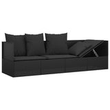 NNEVL Outdoor Lounge Bed with Cushions Black Poly Rattan