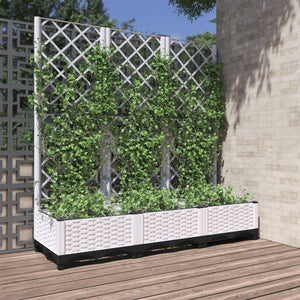 NNEVL Garden Planter with Trellis White 120x40x121.5 cm PP