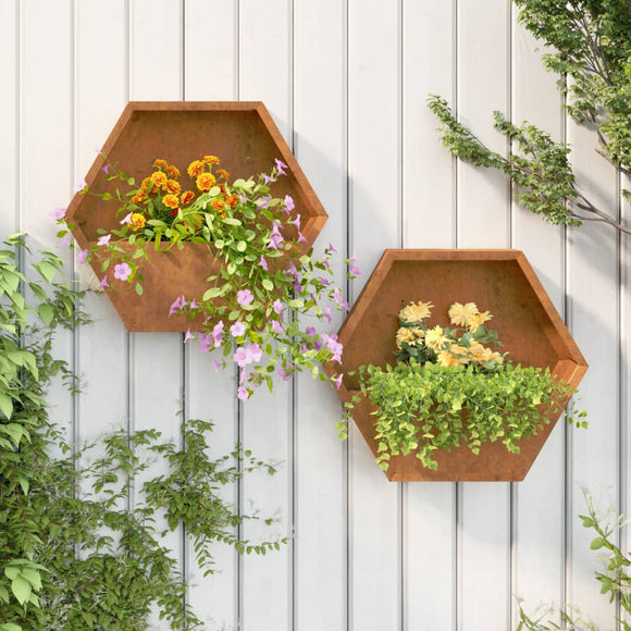 NNEVL Wall Planters 2 pcs Rusty Corten Steel 46x10x40 cm