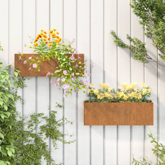 NNEVL Wall Planters 2 pcs Rusty Corten Steel 53x10x17 cm
