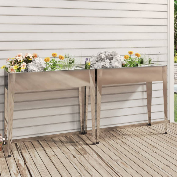 NNEVL Garden Planters 2 pcs Galvanised Steel