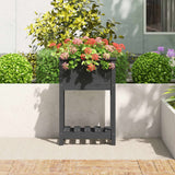 NNEVL Planter with Shelf Grey 54x34.5x81 cm Solid Wood Pine