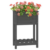 NNEVL Planter with Shelf Grey 54x34.5x81 cm Solid Wood Pine