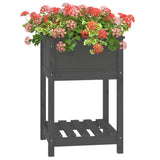 NNEVL Planter with Shelf Grey 54x54x81 cm Solid Wood Pine