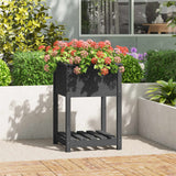 NNEVL Planter with Shelf Grey 54x54x81 cm Solid Wood Pine