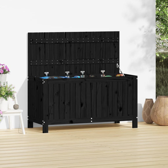 NNEVL Garden Storage Box Black 115x49x60 cm Solid Wood Pine