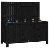 NNEVL Garden Storage Box Black 121x55x64 cm Solid Wood Pine